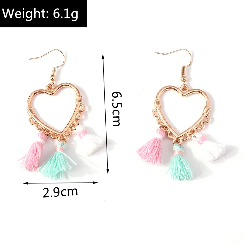 Ethnische Legierungs-Ohrringe mit Herzanhänger für Damen und Mädchen, Party- und Festival-Schmuck, Geschenke – Detail 22