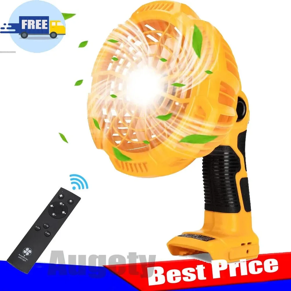 portatil jobsite handheld fan cordless camping fan dewalt 20v lithium ion battery 9w led light viajando garagem 01