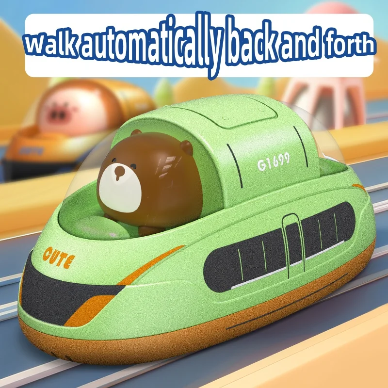 Simpatico giocattolo ferroviario ad alta velocità per bambini dai 2 ai 5 anni, passeggiate automatiche, capacità di presa per esercizi, angoli lisci, regali per bambini
