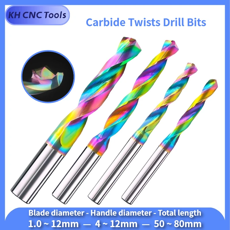 

DLC Nano Coating Carbide Conventional Handle Colorful Twist Drill 1 2 3 4 5 6 7 8 9 12 External Cooling For Aluminum Copper Wood