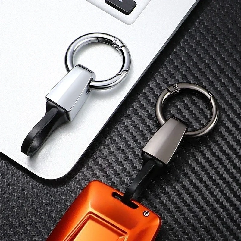 

Custom LOGO Metal Leather Keychain Laser Engrave Car Keyring Men's and Women's Personalized Waist Short Rope Key Chains