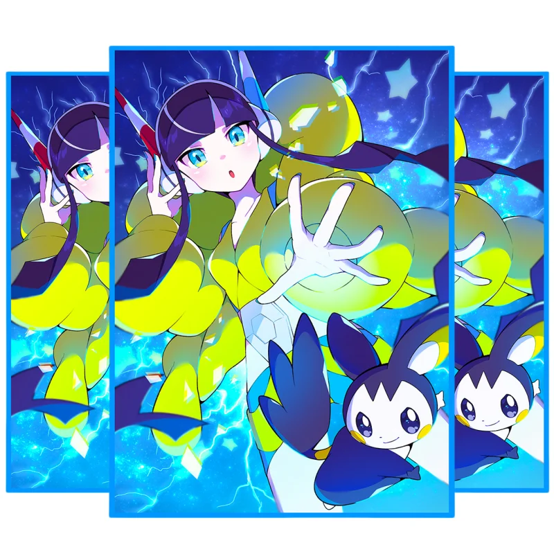 

60Pcs/Set Pokemon Cards Sleeve Elesa Self Made Anime Game Characters ACG DIY Colorful Cards Protective Cover Laser Version Toys