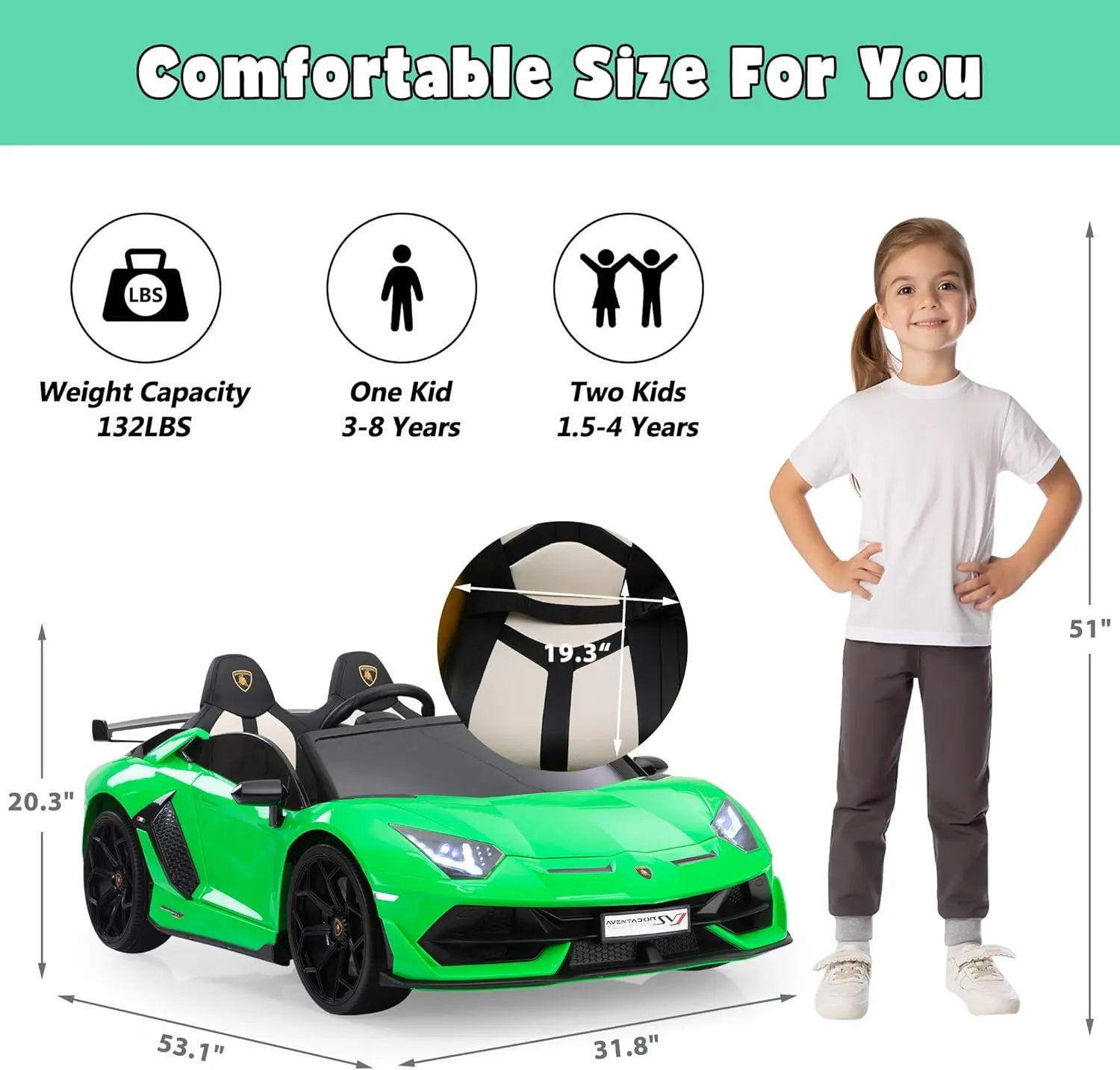 2-miejscowy samochód elektryczny dla dzieci 24 V, szybki, 13 km/h, samochód sportowy do driftu z siedzeniami ze skóry PU i regulowanym pasem bezpieczeństwa, 2