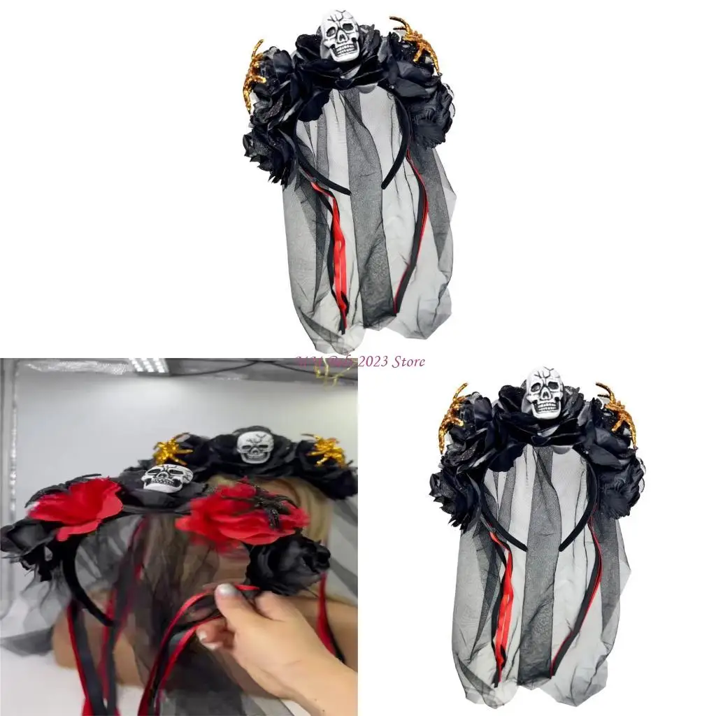 49ME Breathable Arachnid Flower Veil Headpiece Props For Halloween Costumes Role Play And Theme Celebration