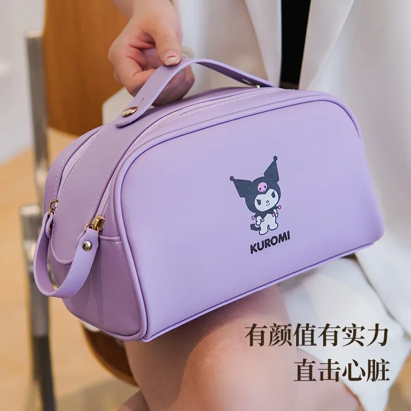 Cartoon Hello Kitty PU Cosmetic Bag Sanrio Portable Mommy Bag Lunch Box Oxford Storage Cases Kuromi Purse Kawaii Makeup Pouch