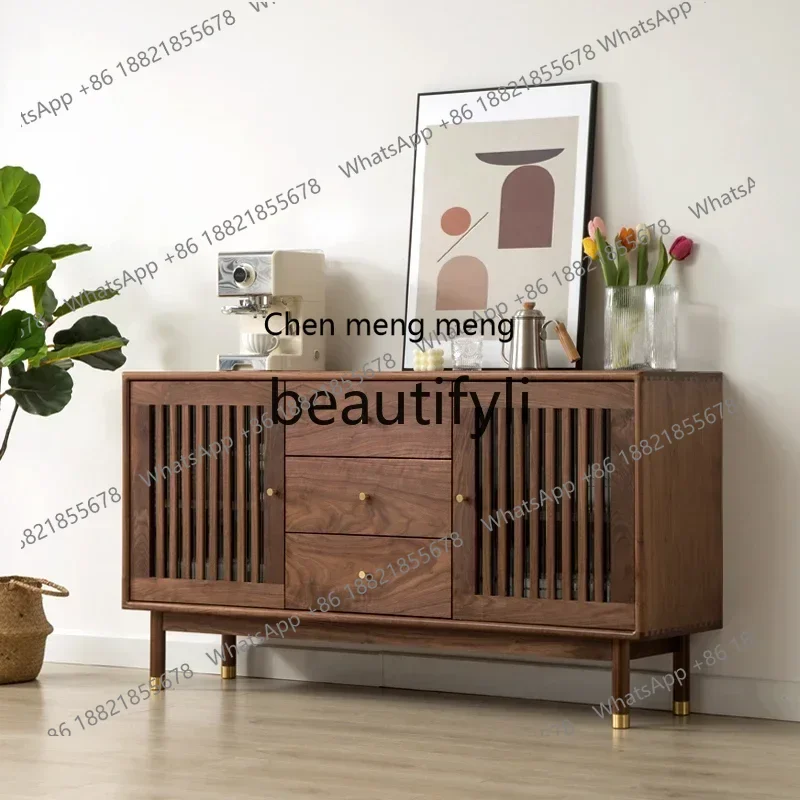 

32North American black walnut solid wood side cabinet, Nordic white oak storage cabinet, retro storage side cabinet