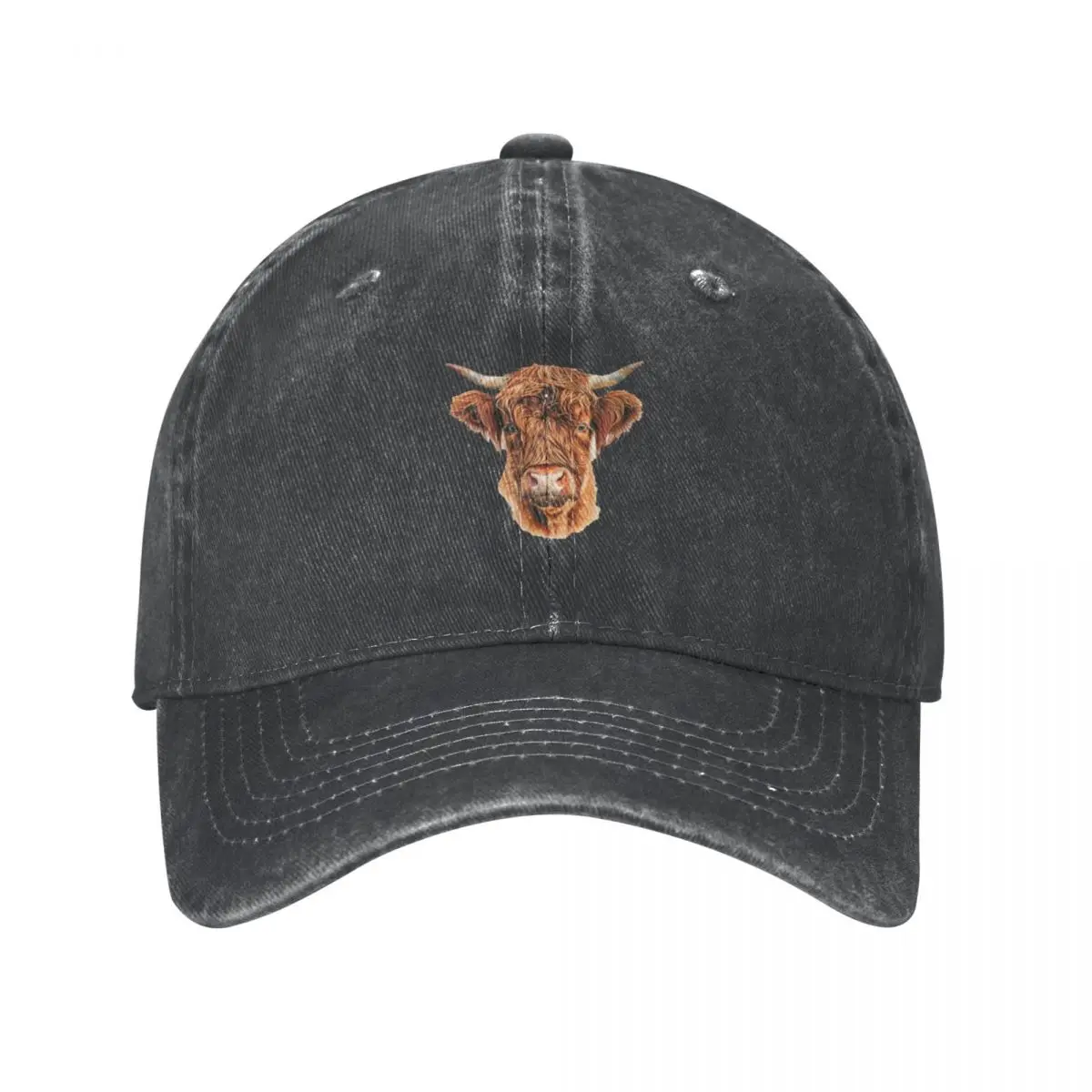 Colourful Illustration of a Highland Cow Cowboy Hat Golf Wear New In The Hat Visor Anime For Girls Men's