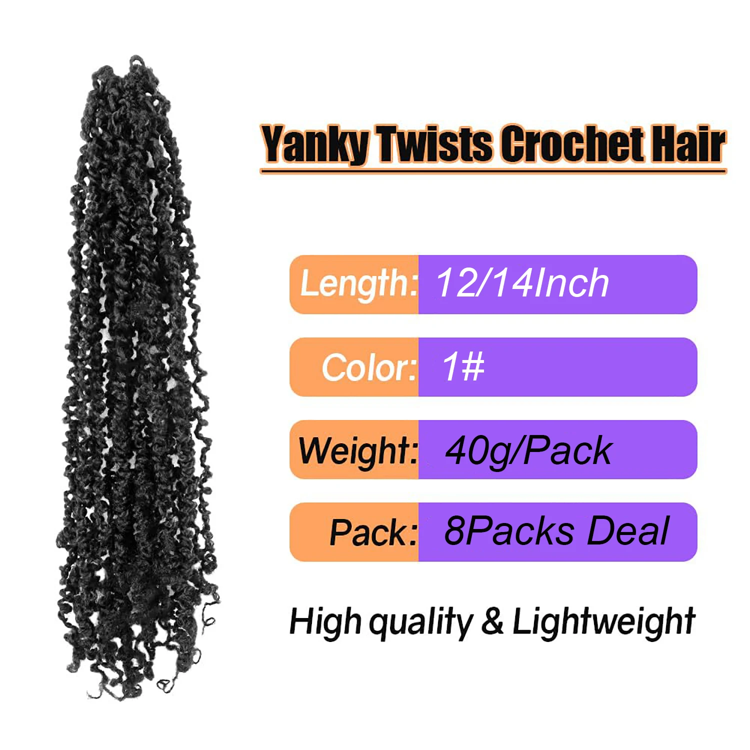 Yanky Twist Crochet Hair for Women 8 Packs Pre‑Looped Ombre Gray Pre‑twisted Synthetic Spring Twist Braids Hair Extensions