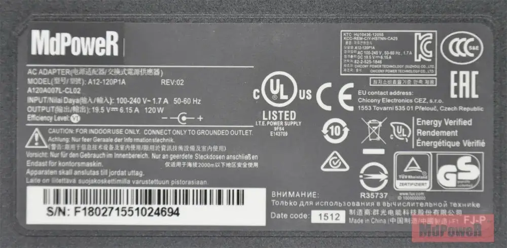 حقيقي 19.5 فولت 6.15A 120 واط Chicony A17-120P1A A120A041P رقيقة محول التيار المتردد ل Thunderobot G150S G150T N150SD Xmg A720 امدادات الطاقة