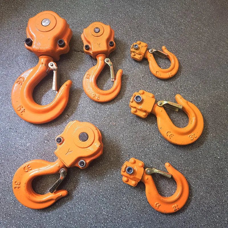 Elevator hoist hook assembly electric hoist hook lifting chain rotating manganese steel single chain hook double chain pulley