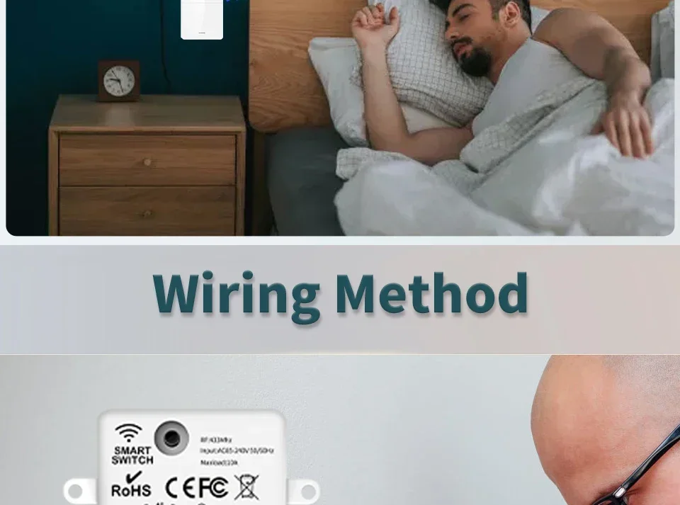 RF 433Mhz Drahtloser Fernbedienungs-Lichtschalter 10A Relais-Controller Mini-Modul Wandpanel Smart-Schalter für LED-Lampe AC110V 220V – Detail 6