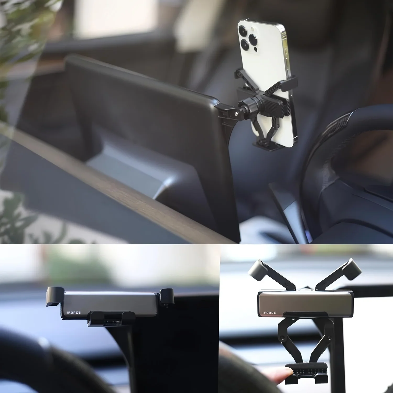 

Foldable Gravity Phone Holder for Model 3 - Automatically Grips - Convenient and Secure - Ideal for Hands-Free Use - Compatible