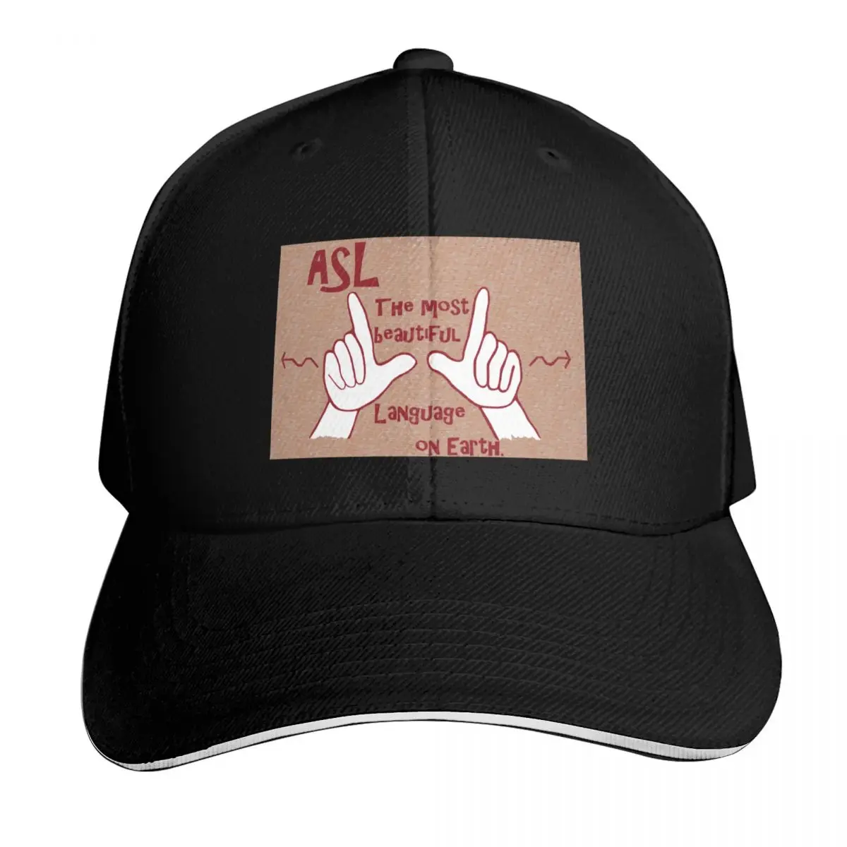 ASL The Most Beautiful Language Baseball Cap Strapback Dad Hat Six Panel Structured Crown Sun Protection UPF 50+