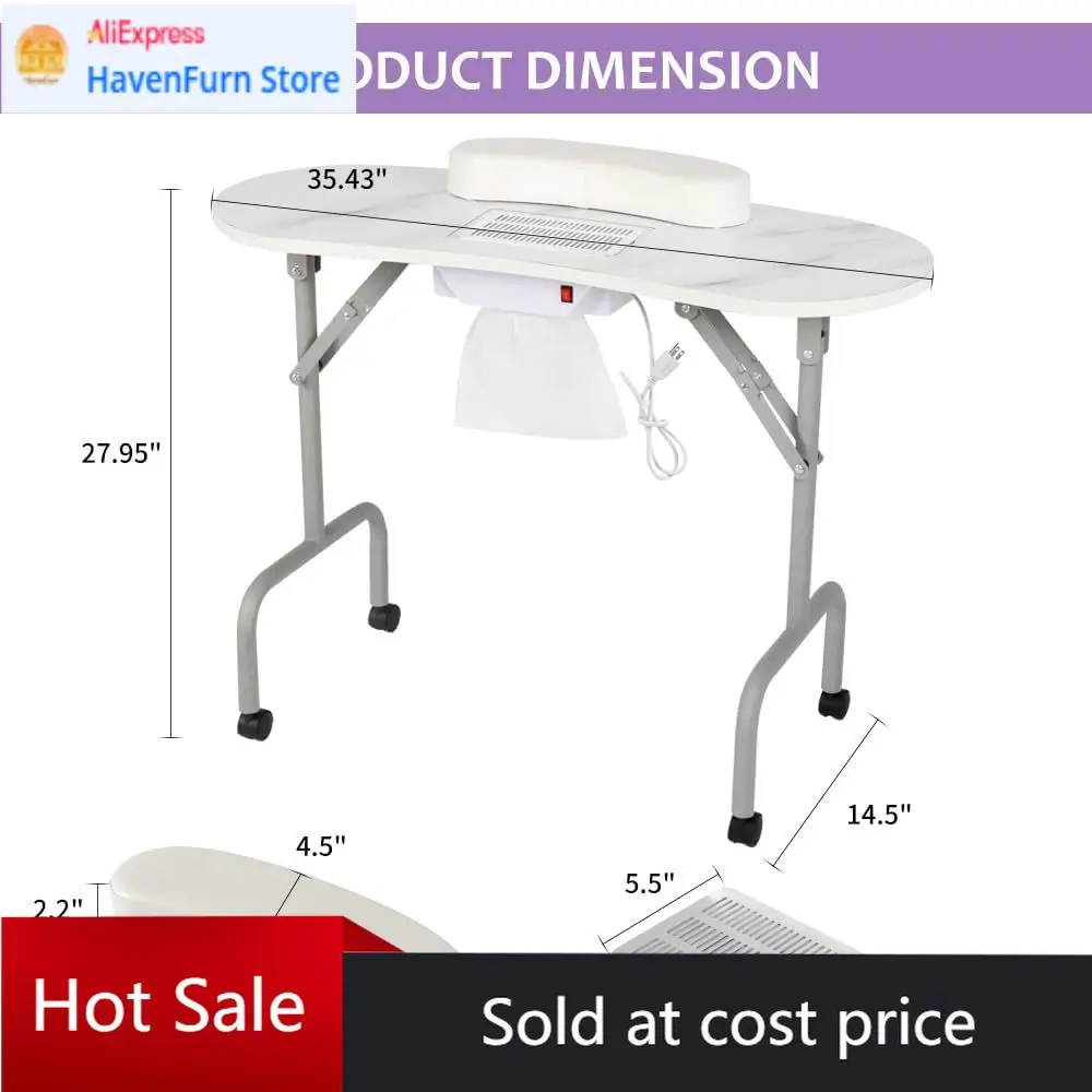 

Activity pricePortable Manicure Table Foldable Nail Desk with Charging Station & Dust Collector Professional Nail Tech Table for