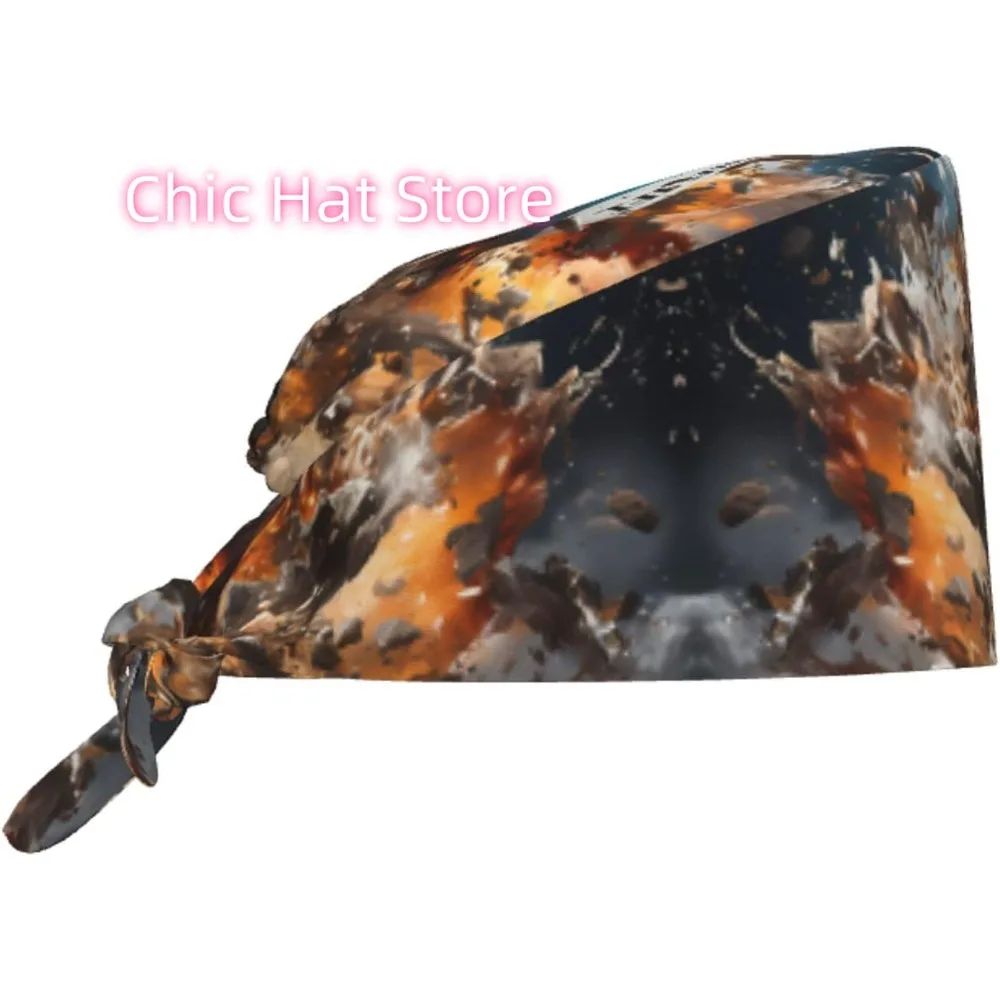 

Cleaning Working Cap Rugby on Fire Prints Chef Hat for Women & Men, Adjustable, Breathable Black