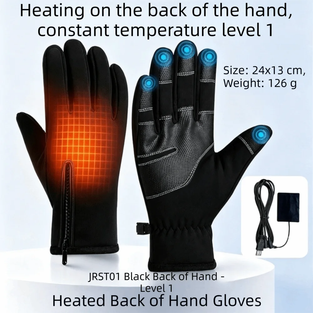 1 Level 3 Level USB Electric Heated Gloves Adjustable Temperature Solid Color Winter Heated Gloves Simple Soft PU Gloves Women