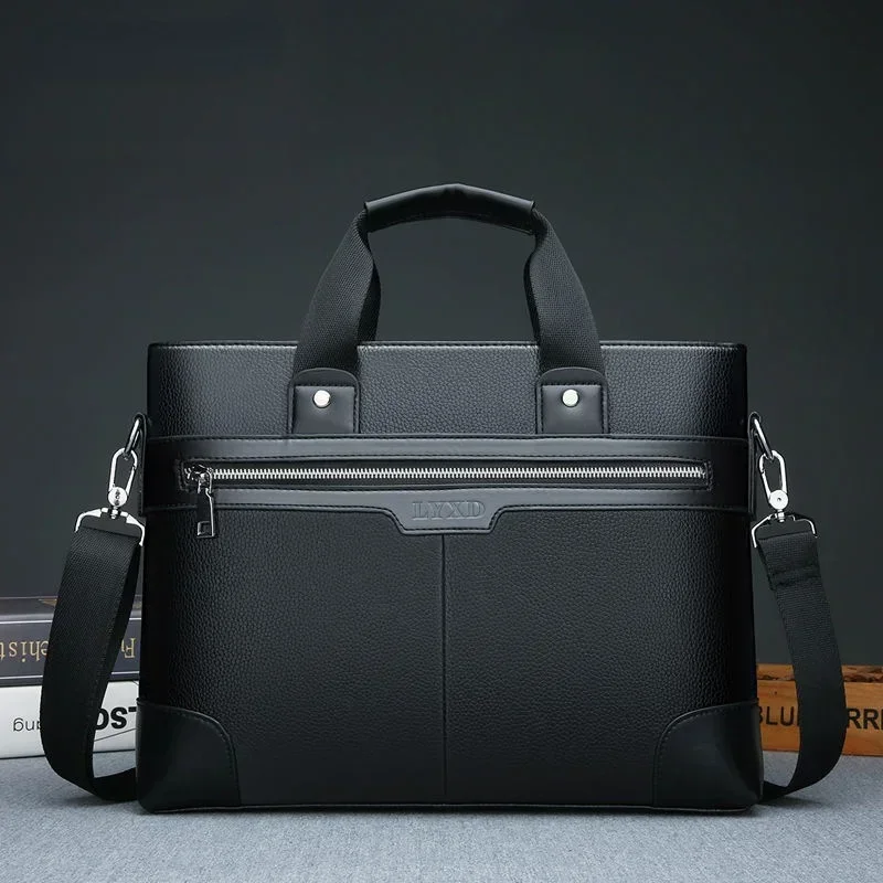 Men's Fashion Business PU Leather Briefcase Luxury Man Handbag Office Male Shoulder Messenger Bag 14