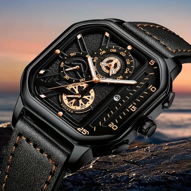 

Summer Popular Male Luxury Big Dial Men Square Quartz Watch Casual PU Leather Strap Fitness Sports Wristwatch Giving Good Things