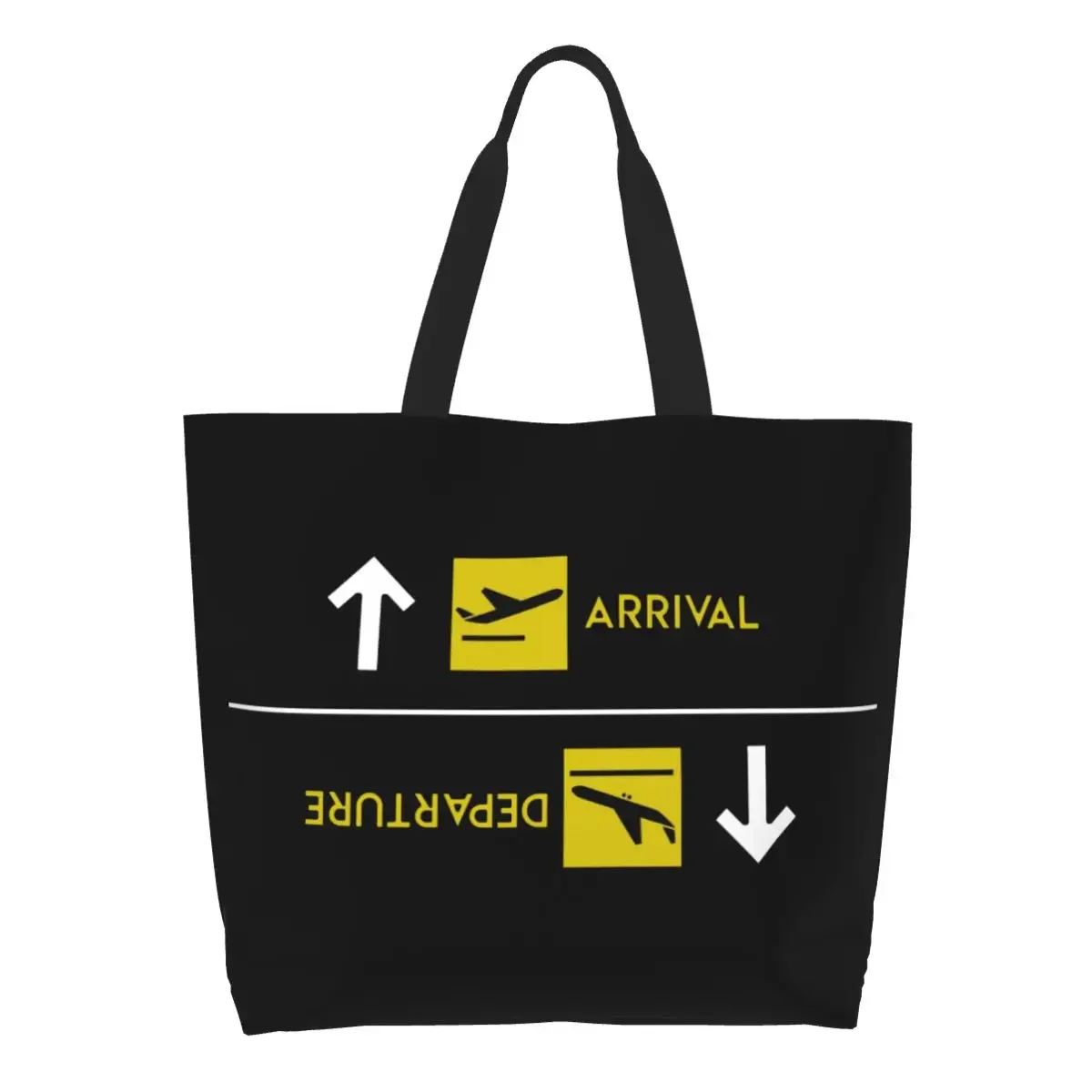 Kawaii Printed Aviation Departures Arrivals Tote Shopping Bags Reusable Canvas Shoulder Shopper Airport Airplane Aviator Handbag