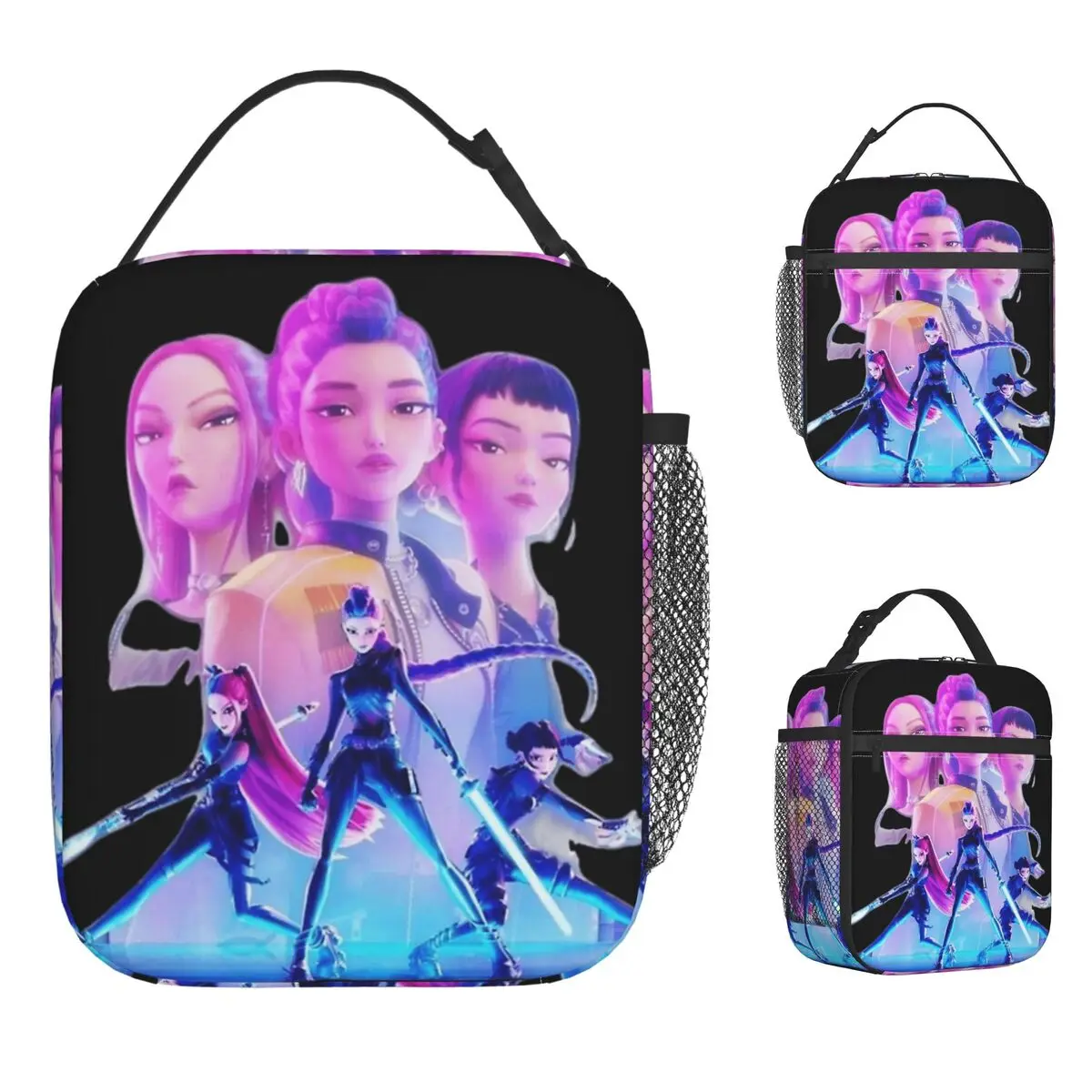 

Kpop Demon Hunter Huntrix Mira Rumi And Zoey Сумка для обеда для детей Пользовательский ланч-бокс Сумка-холодильник для пикника Оксфордские термосумки для обеда
