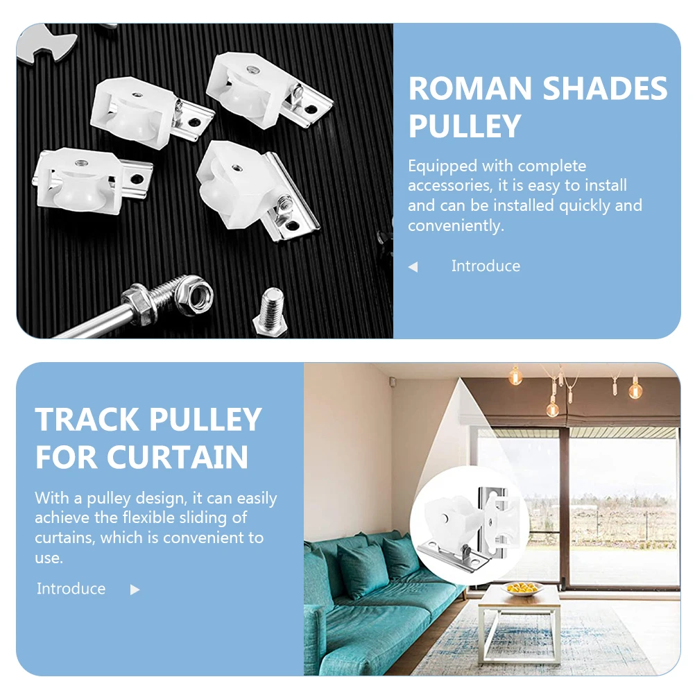 

8pcs Curtain Pulley Flexible Sliding Easy Installation Suitable Roman Bamboo Curtains Roller Blinds Track Accessories