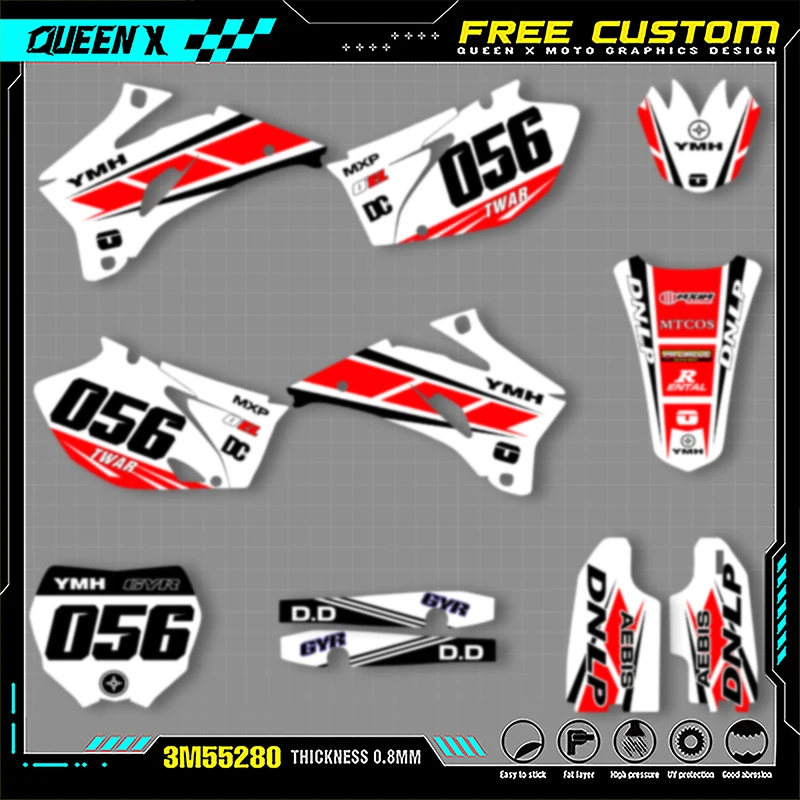 

QUEEN X MOTO Motorcycle Graphics Decals For YAMAHA YZF250 450 2006 2007 2008 2009 Motorcycle Decal Stickers 008