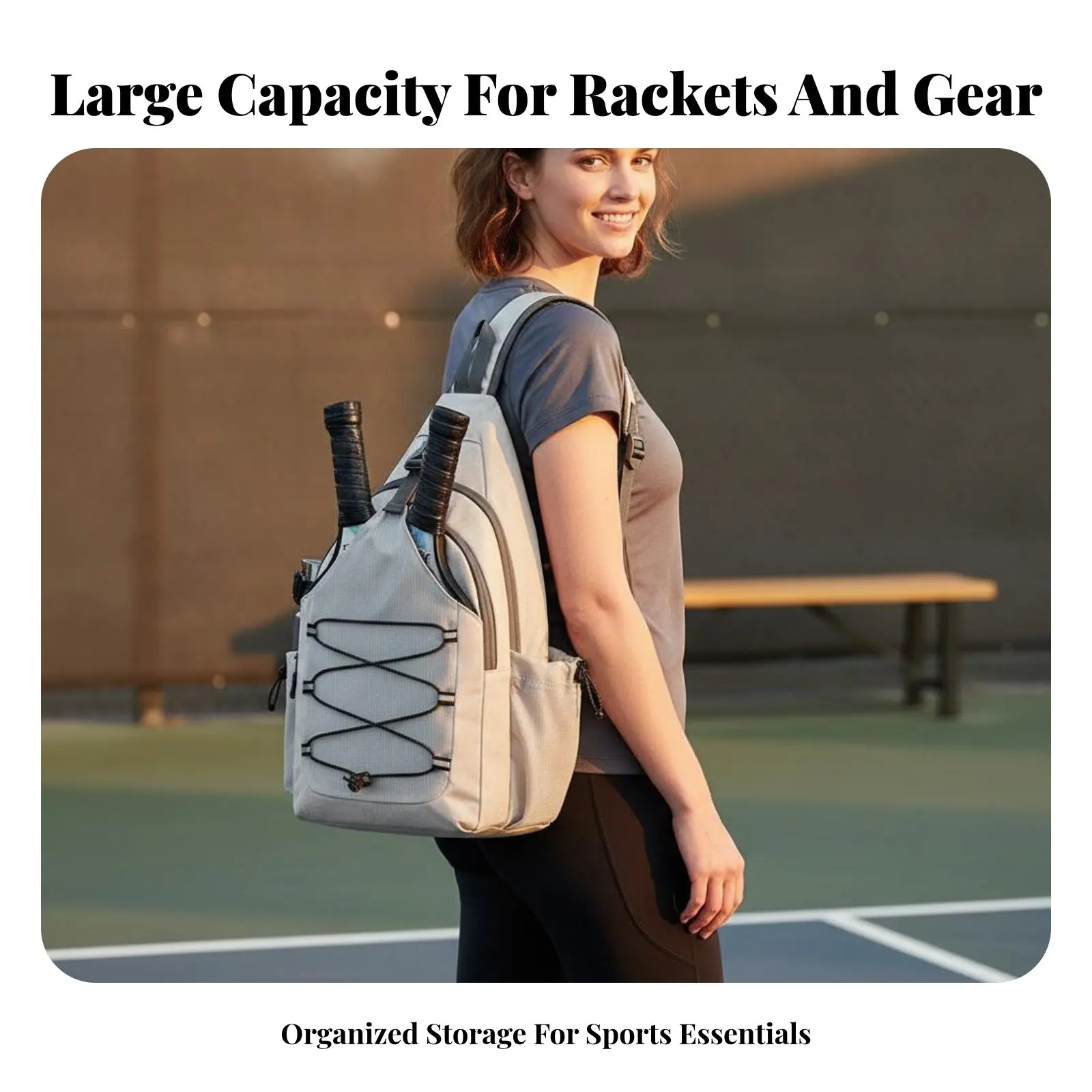 

Сумка для ракеток для пиклбола, большая вместительная сумка через плечо для пиклбола, спортивный рюкзак с одним ремнем, несколько карманов, держатель для бутылки с водой