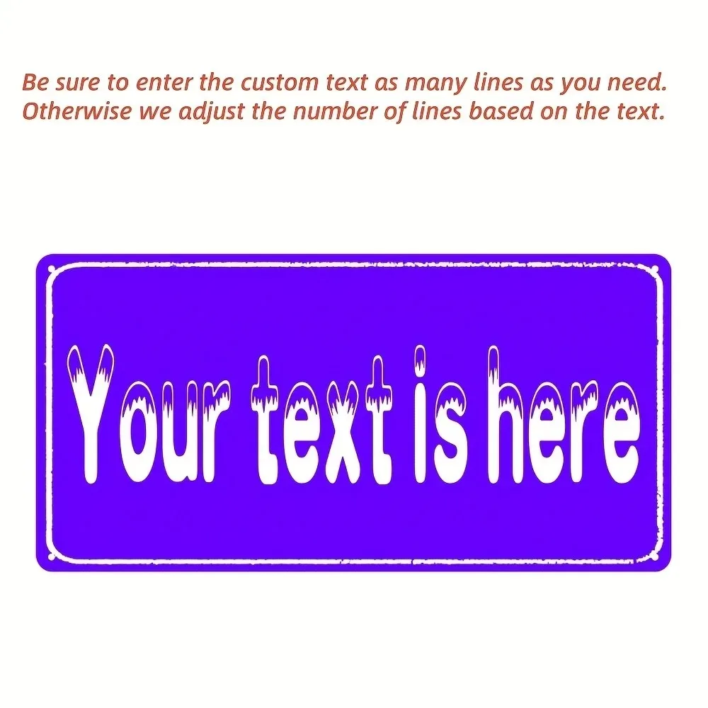 [CIFbuy][2D Flat]Custom Dark Purple Distressed Aluminum Sign,Multi‑Line Personalized Text Wall Decor(Only For Decoration)