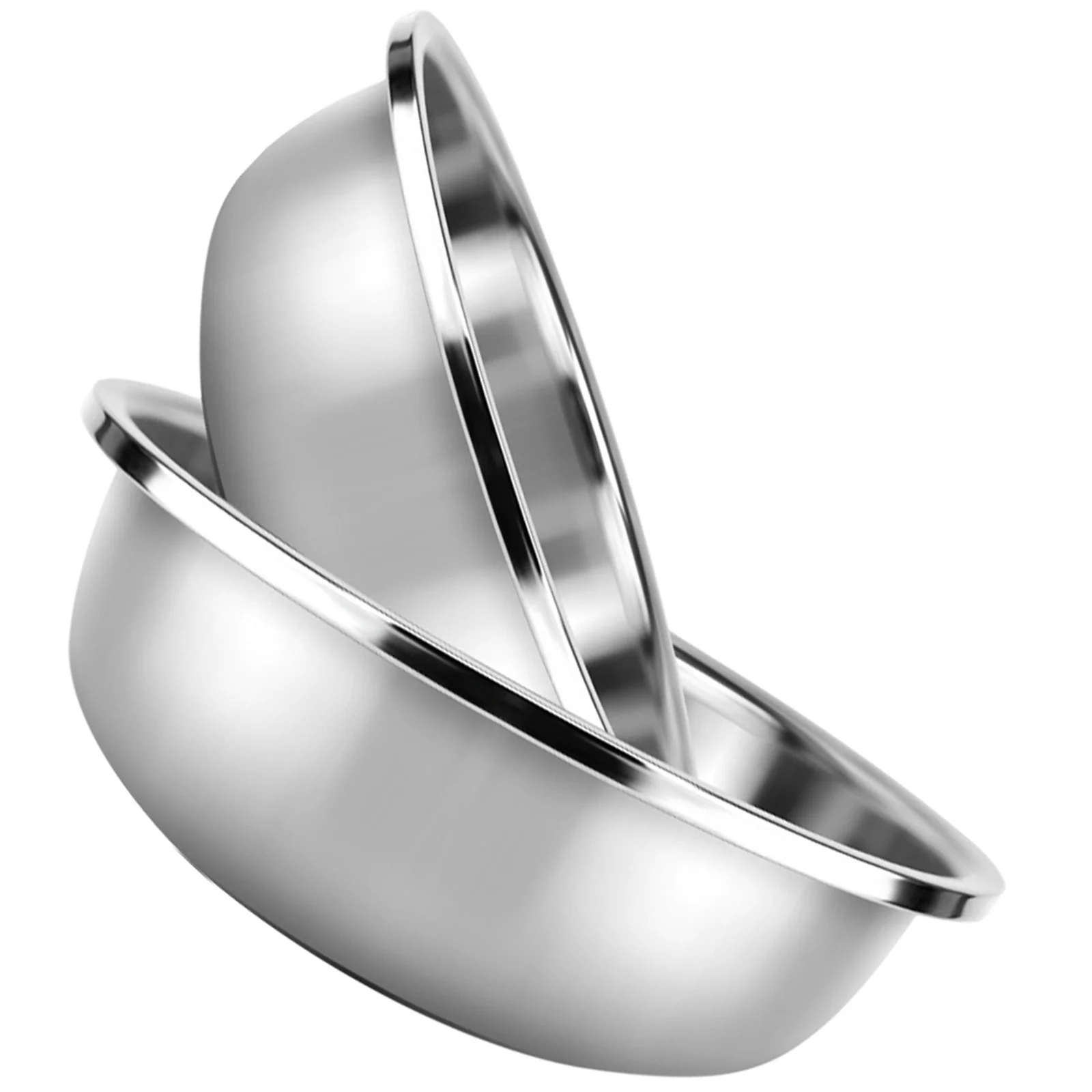 

2Pcs Large Stainless Steel Basin Flat Bottom Kitchen Vegetable Wash Bowl Rustproof Mixing Container for Rice Salad Food Prep