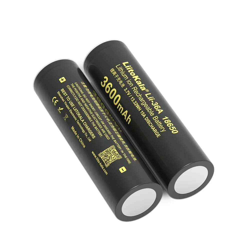 20PCS New LiitoKala Lii-36A 18650 3600mAh 3.7V Lithium Rechargeable Battery with Pointed (No PCB) for Flashlight Batteries