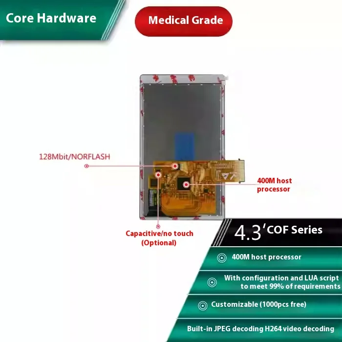 DACAI-Écran LCD IPS Ultra-Fin de 4.3 Pouces, exposée 480x800, Personnalisé, 5V, Qualité Médicale, Tactile, COF, TFT, Document Série