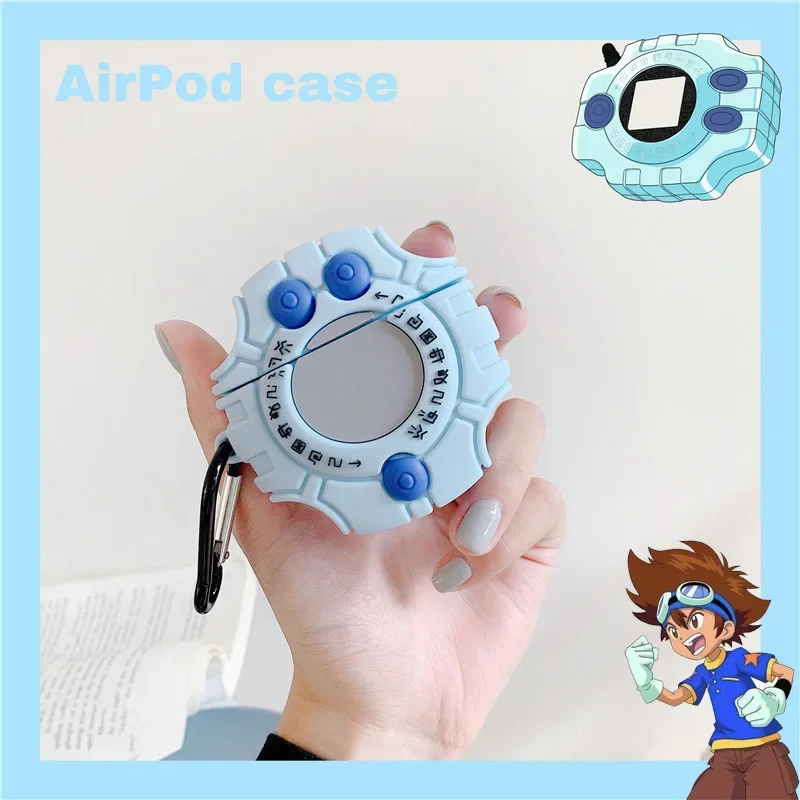 Digimon Digivice Greymon Silicone Case Cover for AirPods 1 2 3 Pro Anime Model Bluetooth Headset Shell Accessories Birthday Gift