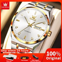 OLEVS 9811 Mens Watch Original Luxury Waterproof Luminous Automatic Mechanical Watch Reloj Watch For Man Dual Calendar Watch Box