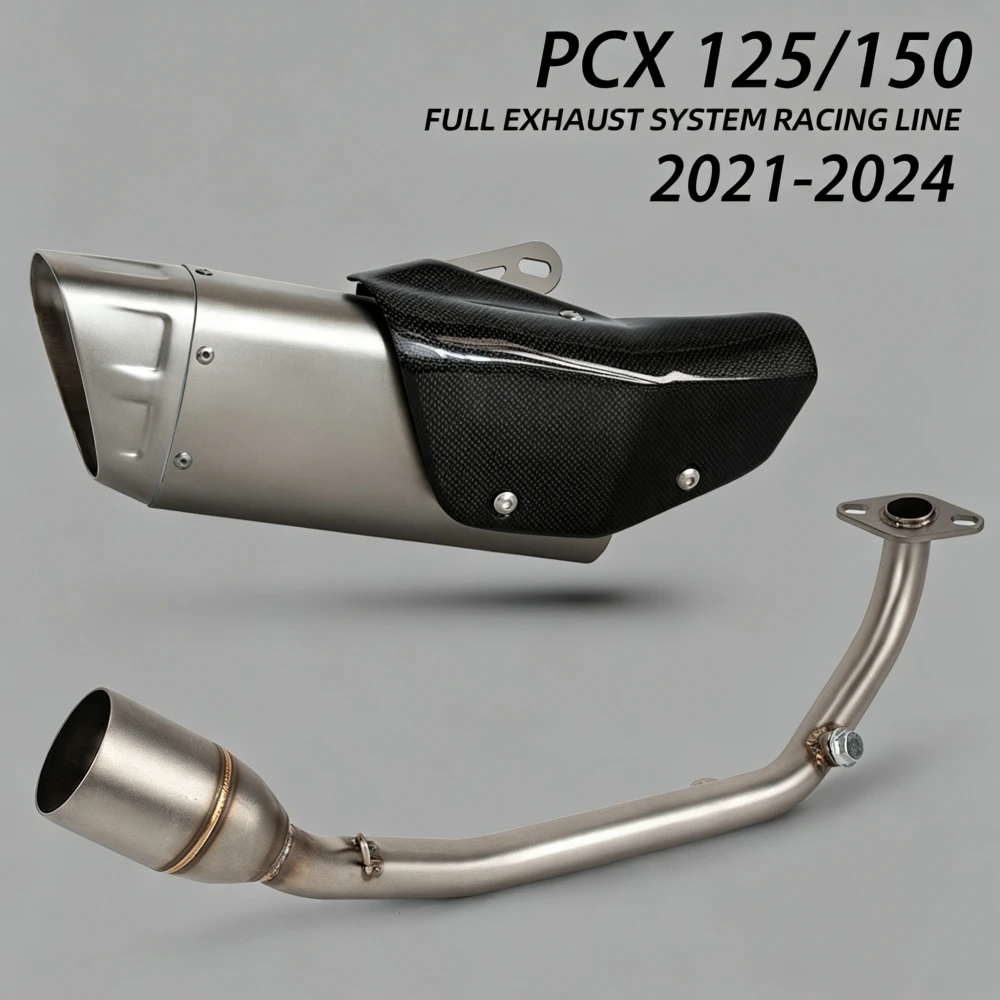 PCX150 Exhaust Full System For Honda PCX125 PCX150 PCX 125/150 2021-2024 Motorcycle Exhaust Front link pipe high quality muffler