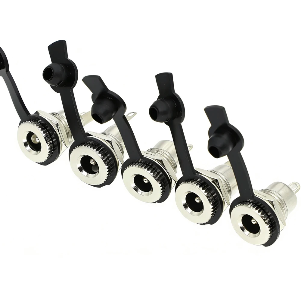 5 pièces/ensemble DC099 5.5x2.1mm /5.5mm x 2.5mm prise de courant cc femelle connecteur de montage sur panneau métal cuivre, avec couvercle étanche