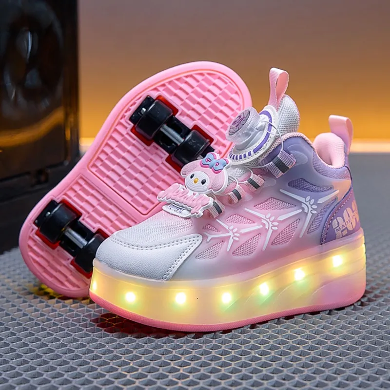 

Sanrio Melody Cute Cartoon Creative Heelys Shoes for Girls Spring and Autumn Children's Flashing Roller Skates Holiday Gift