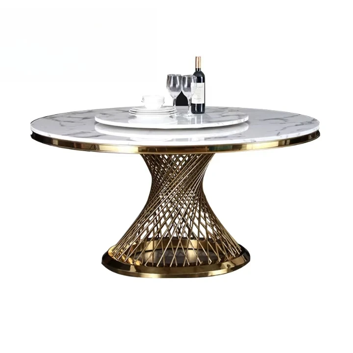 xx-Wholesale Party Event Gold Stainless Steel Base Luxury Round Banquet Table^