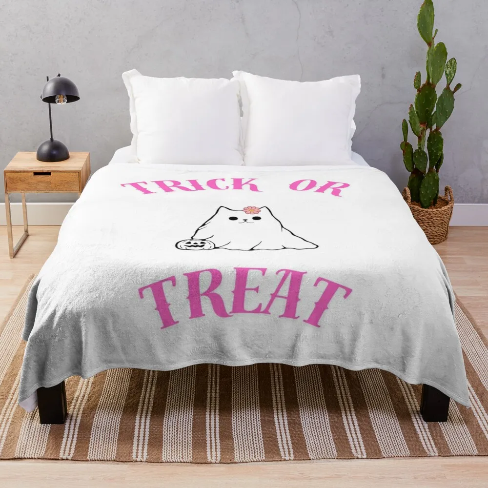 

Hallowen Catcute Trick or Treat , Throw Blanket Flannels Soft Beds Luxury Designer Bed Blankets