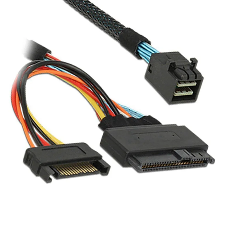 

Встроенный кабель FULL-8X 12G Mini SAS HD к U.2 / SFF-8643 к SFF-8639 длиной 0,5 м с 15-контактным источником питания SATA, подходит для SSD U.2