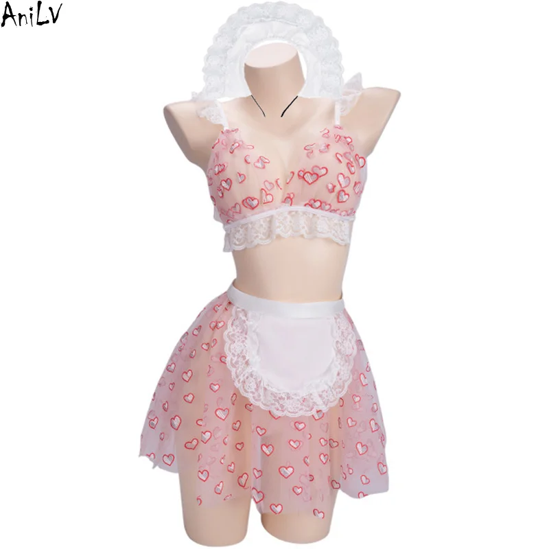 

AniLV Sweet Love Maid Uniform Sexy Lingerie Anime Girl Cute Pajamas Outfit Erotic Costumes Cosplay