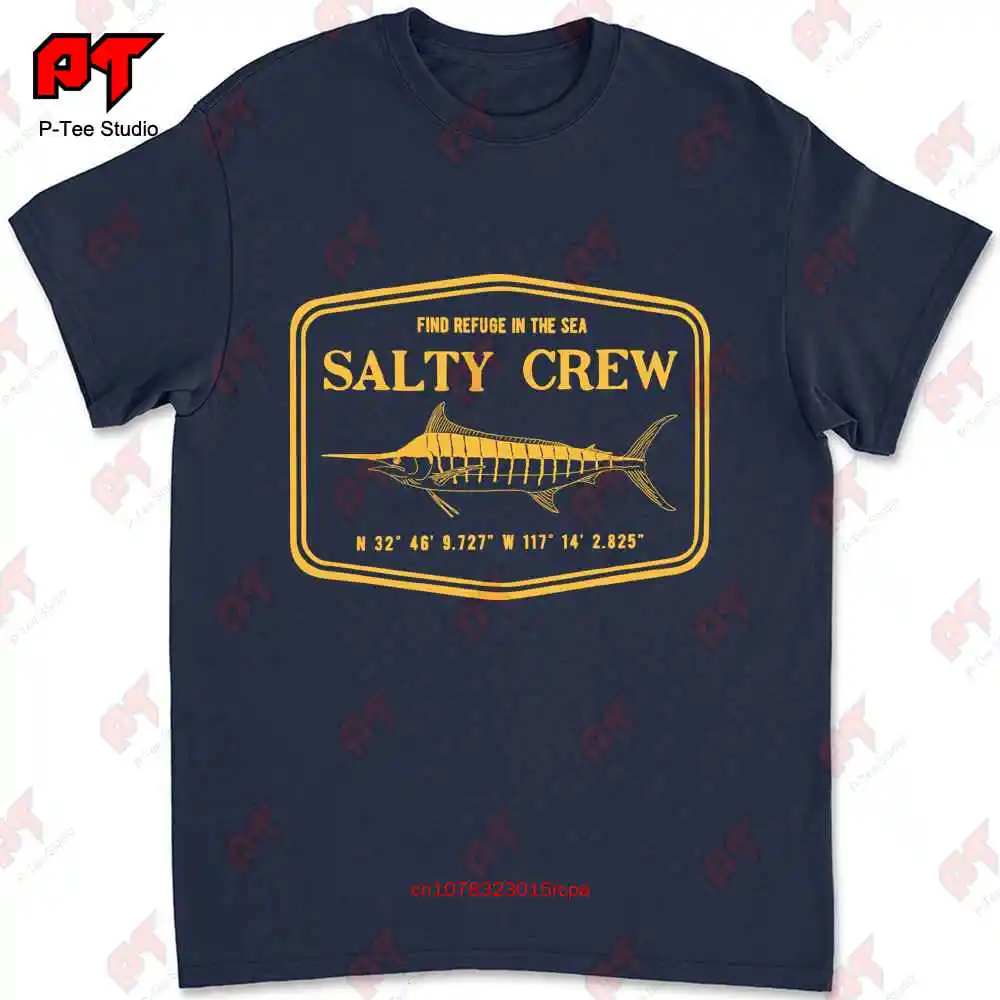 Salty Crew T Shirt Medium Dark Black Find Refuge In The Sea Swordfish HK0U