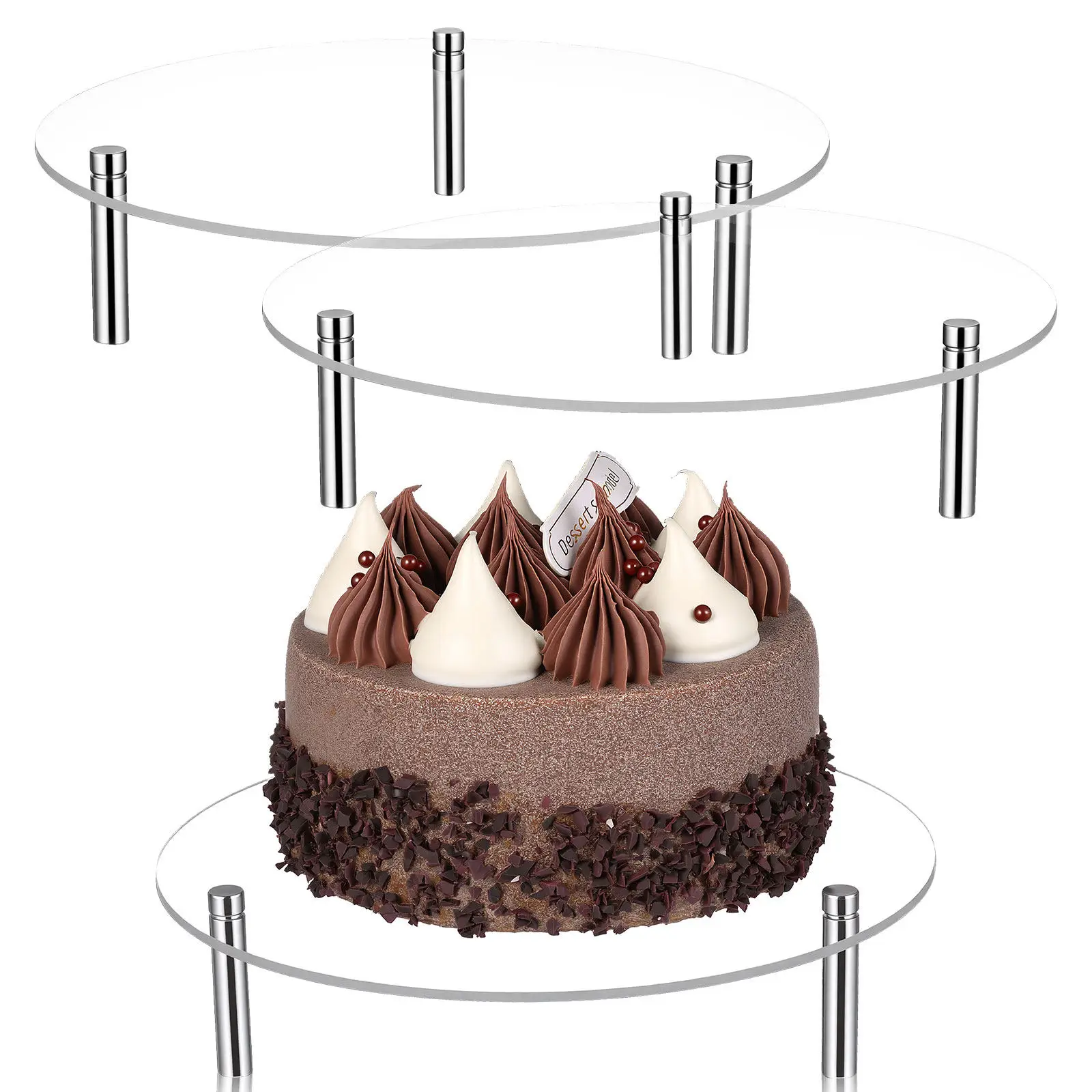 3Pcs Acrylic Cupcake Display Stand Clear Cake Holder Dessert Riser Figure Collection Rack Transparent Kitchen Baking Accessories