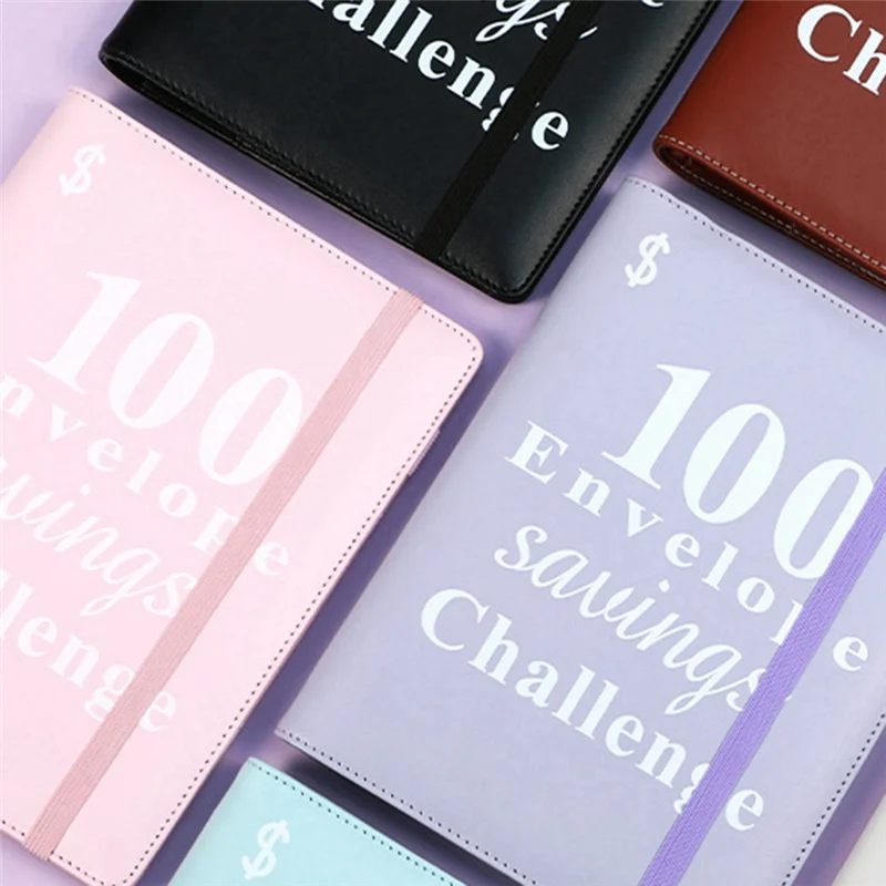 مجلد تحدي توفير المال مكون من 100 ظرف، كتاب تحديات مجلد ميزانية أموال A5 قابل لإعادة الاستخدام