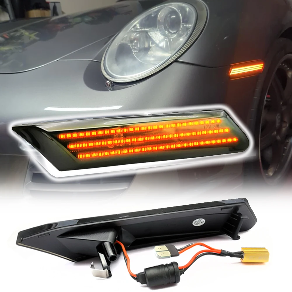 

LED Flash Front Fender Side Marker Light Canbus Free Error For Porsche Boxster 987 Spyder Cayman Sport 997 911 Carrera GTS GT2