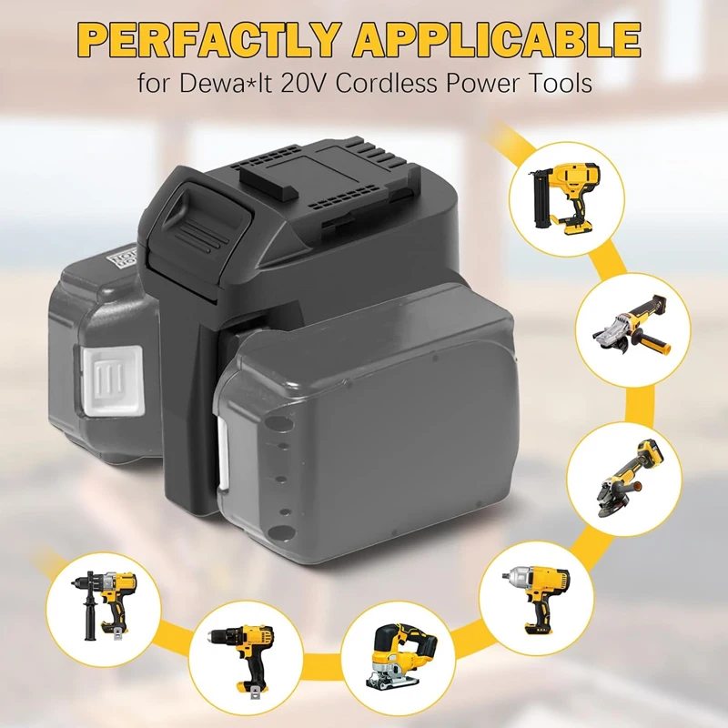

2 in 1 Portable Battery Adapter for Makita 18V Battery, to for Makita/Dewalt/Milwaukee 18V Cordless Power Tool Longer Working