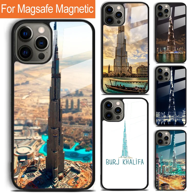 Burj Khalifa Tower building Dubai Phone Case For iPhone 16 15 14 13 12 11 Pro Max Plus Magsafe Magnetic Wireless Charging Cover