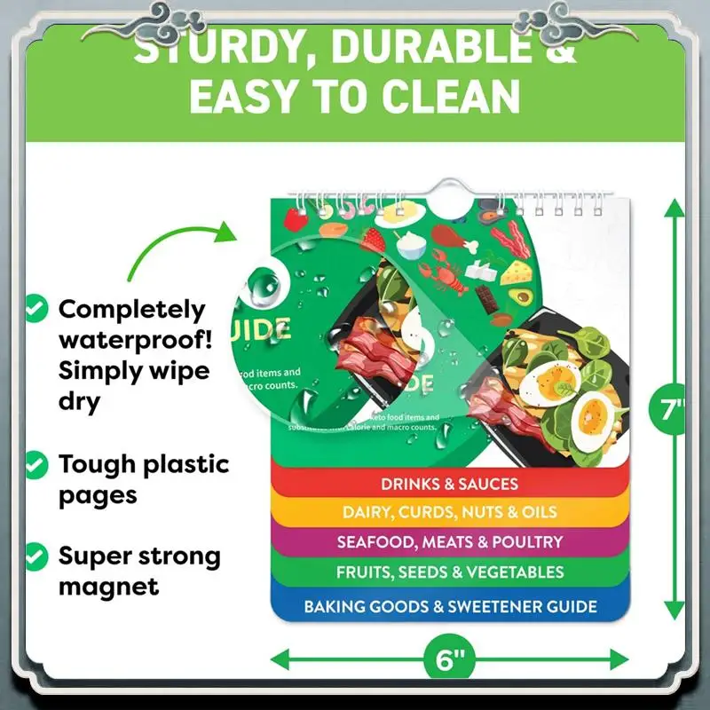 كتيب مغناطيسي لورقة الغش من كيتو - مجموعة أدوات تخطيط قائمة الطعام كيتو للمبتدئين والدمى - مجموعة أدوات تخطيط قائمة الطعام المغناطيسية من كيتو