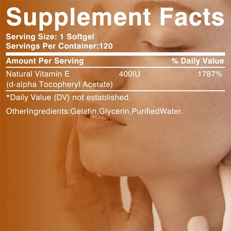 Vitamin E 400IU Supplement - Essential Antioxidant Support, Support Skin, Heart and Immune Health