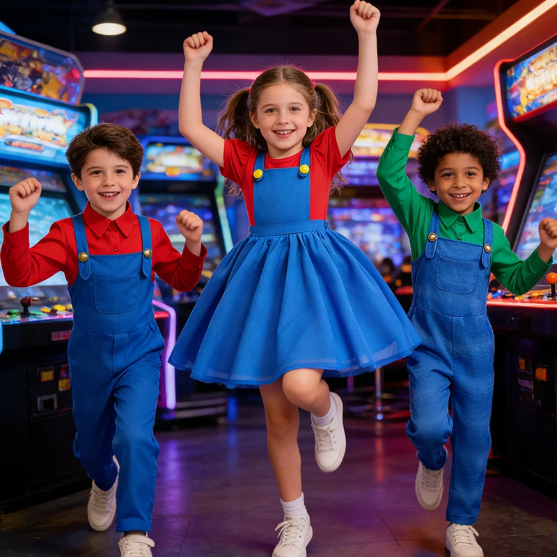 Rosalina Dress Girls Peach Costume Cosplay Children Birthday Party Carnival Fancy Outfit Boys Super Bros Jumpsuits Halloween Set