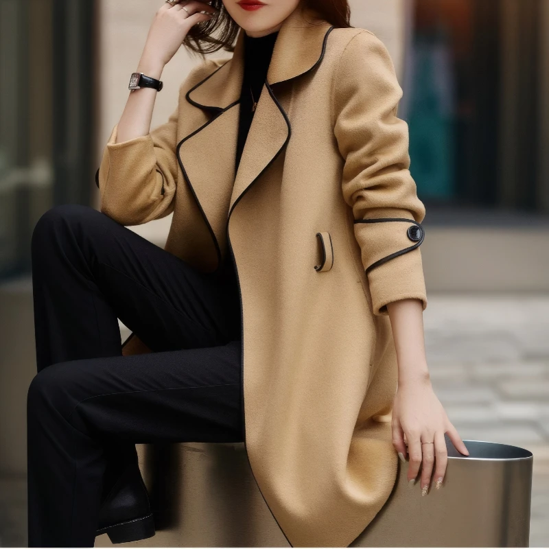 2024 Autumn/Winter Women Coat Fashion Loose Women's Clothing Korean Style Slim Outerwear OL Lace-up Long Sleeves Coats for Women